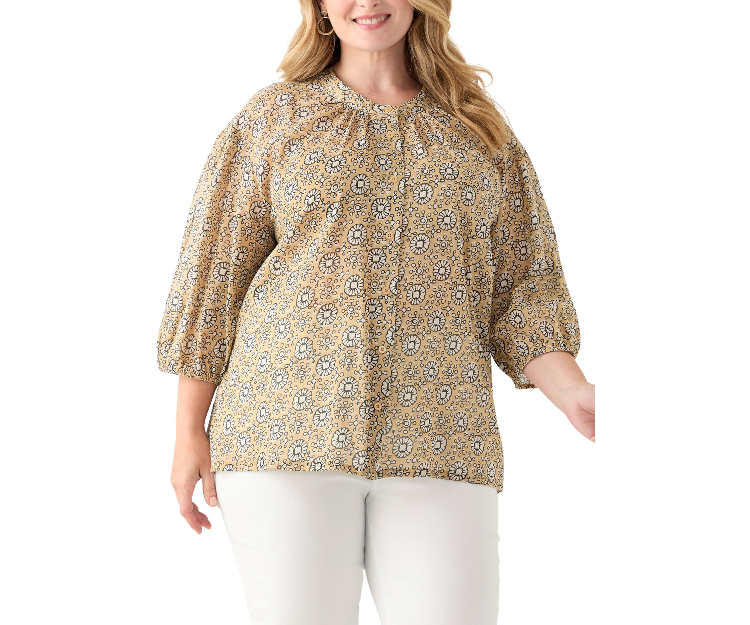 Plus Size Button Down Woven Blouse