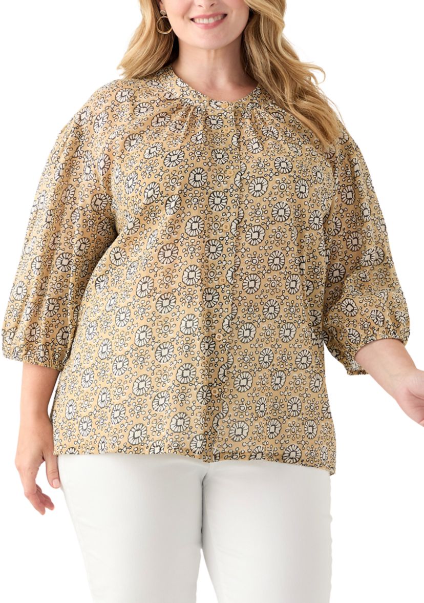 Plus Size Button Down Woven Blouse