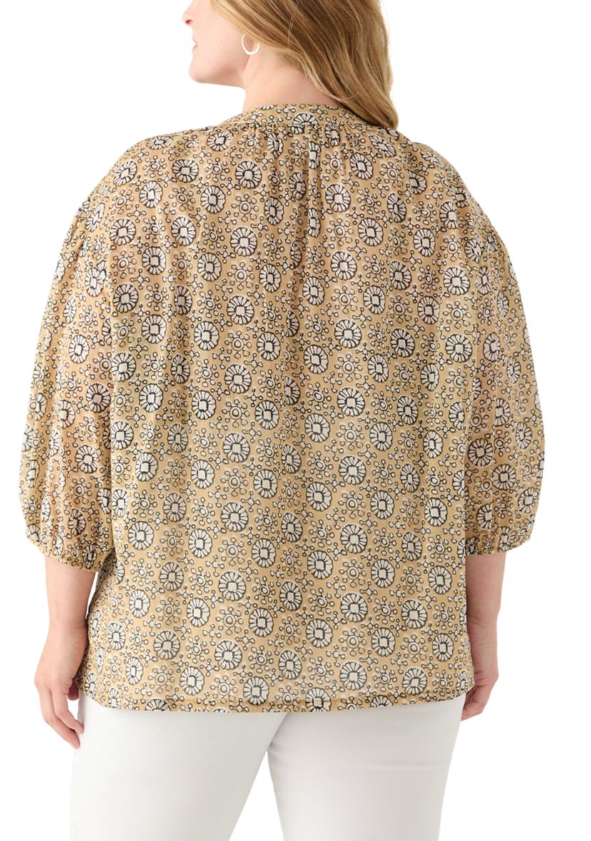 Plus Size Button Down Woven Blouse