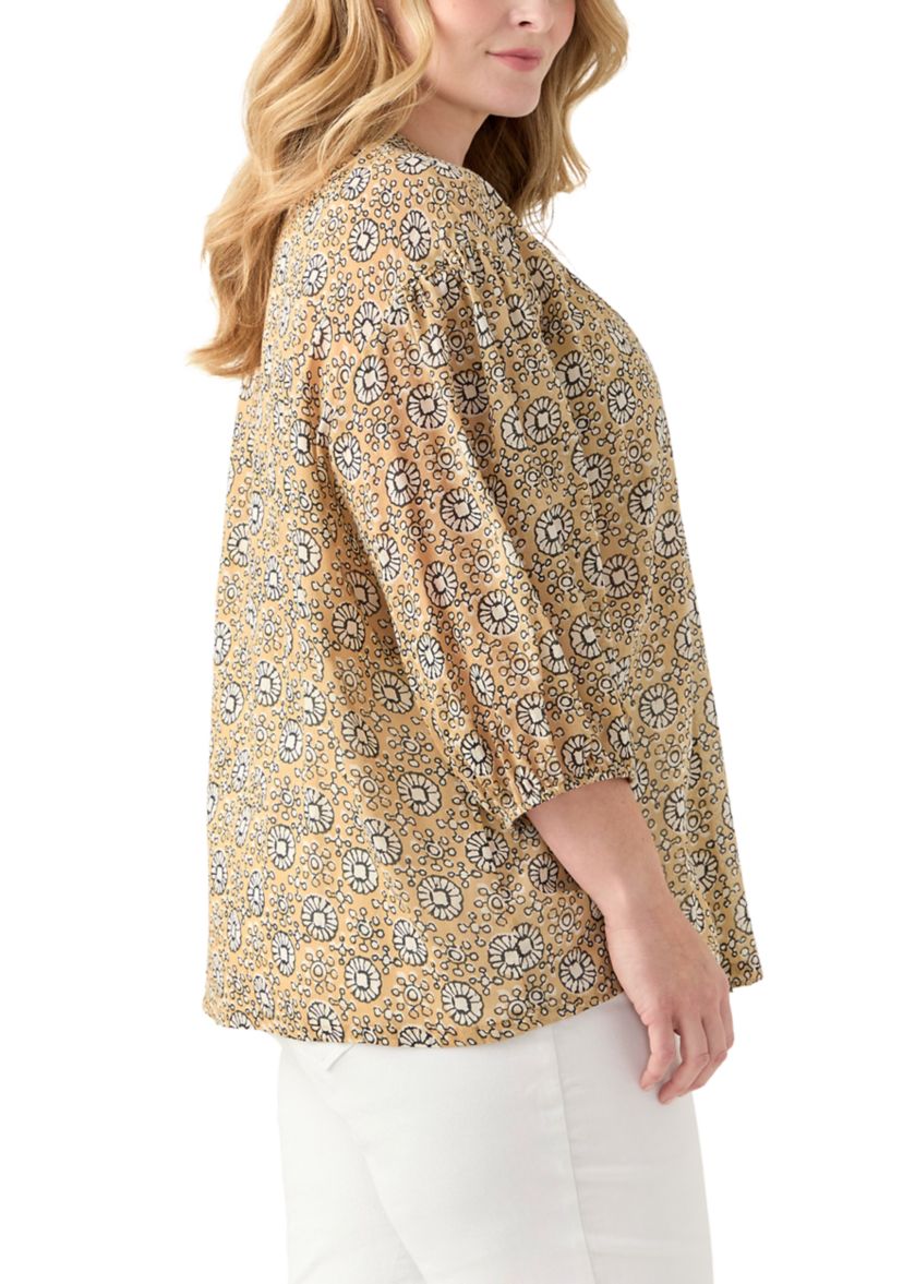 Plus Size Button Down Woven Blouse