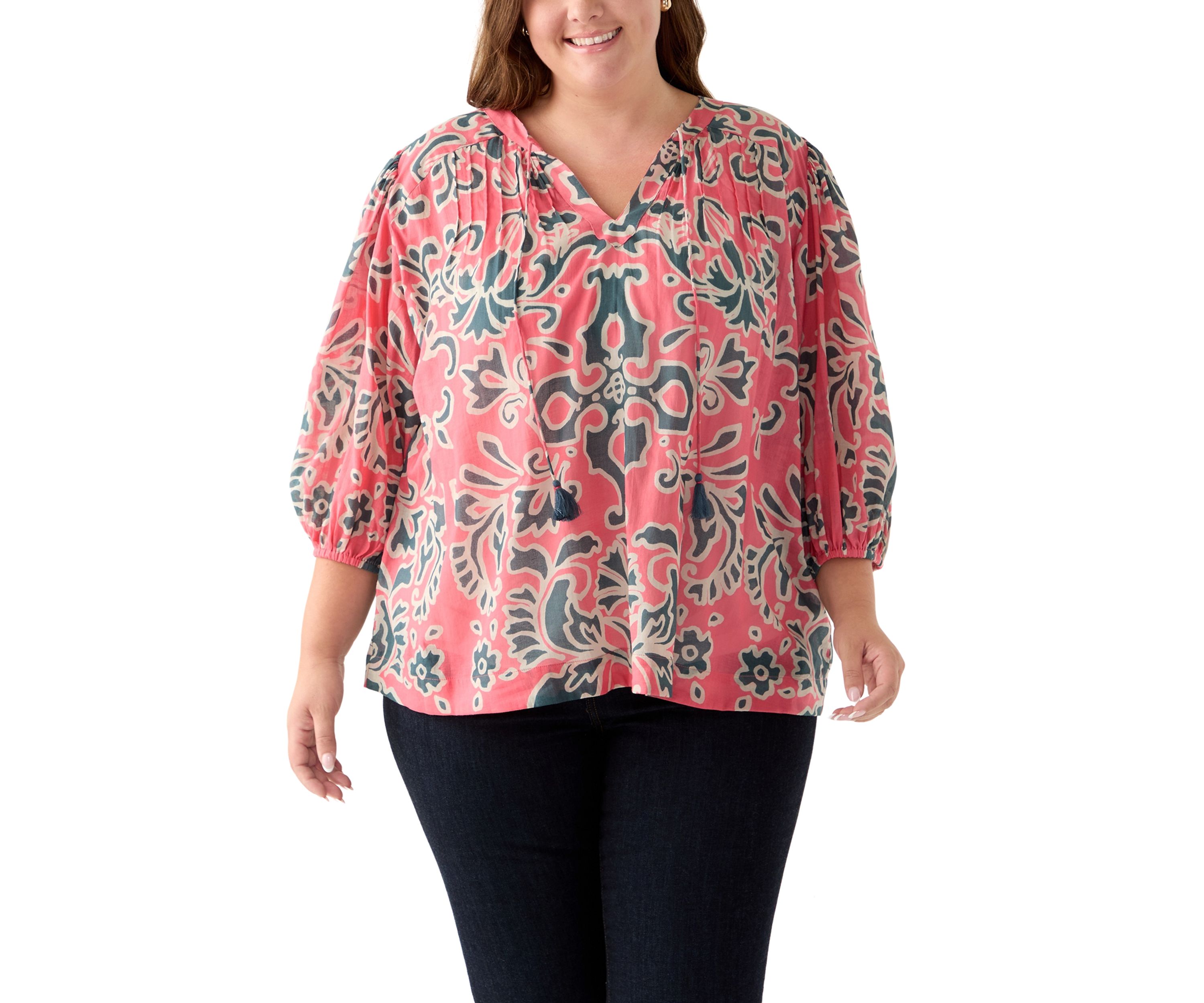 Plus Size Voile Peasant Top