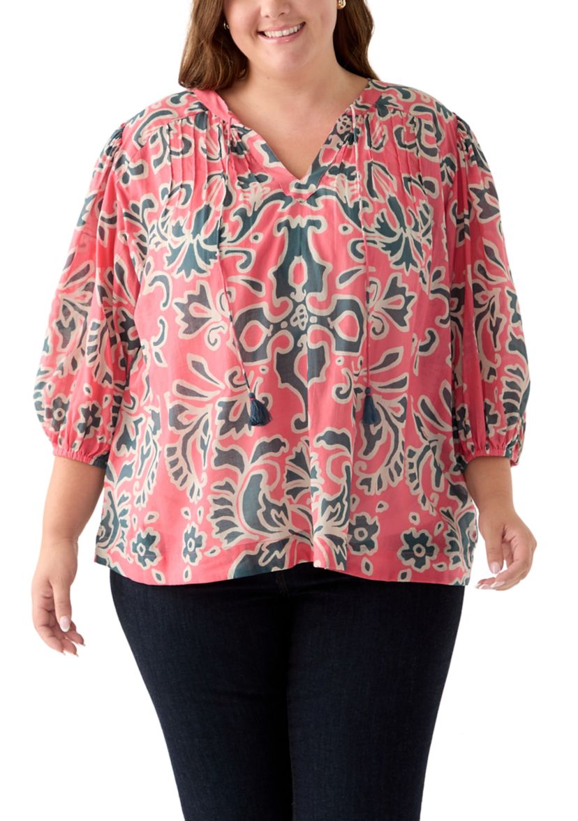 Plus Size Voile Peasant Top