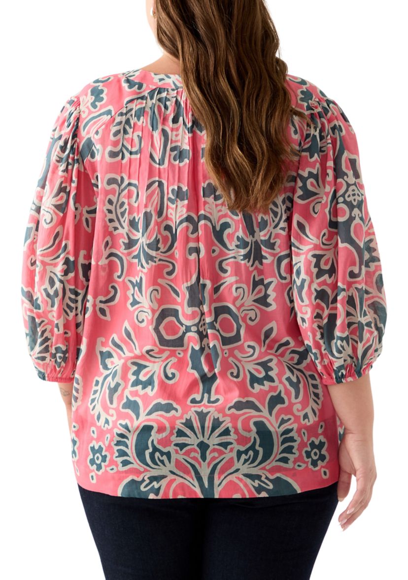 Plus Size Voile Peasant Top