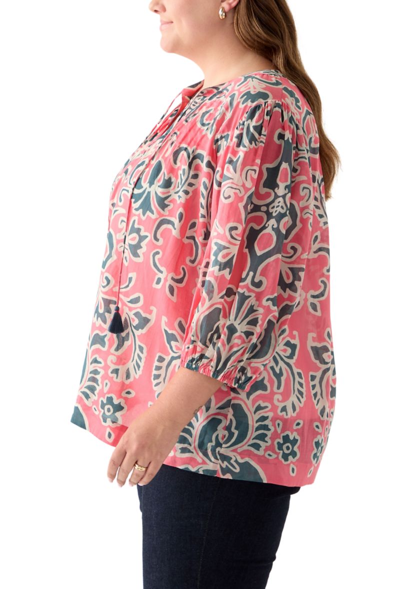 Plus Size Voile Peasant Top