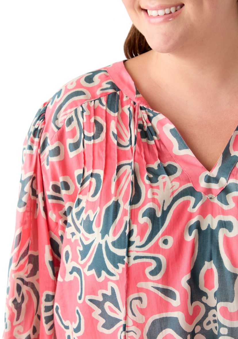 Plus Size Voile Peasant Top