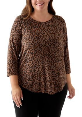 PHILOSOPHY BY REPUBLIC Women's Plus 3/4 Sleeve Pleatback Tee