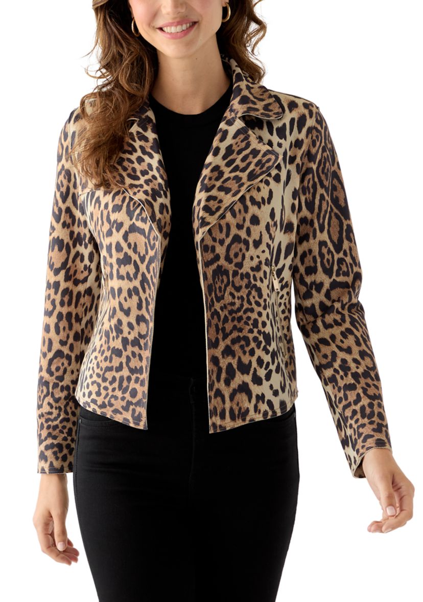 Womens Notch Collar Open Vegan Suede Jacket