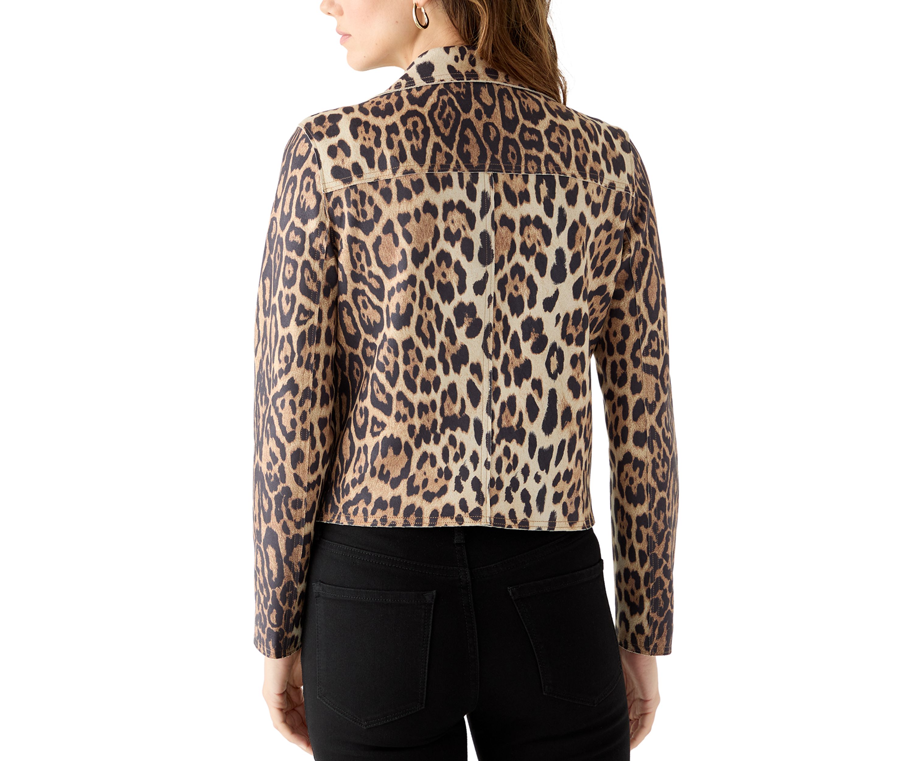 Womens Notch Collar Open Vegan Suede Jacket