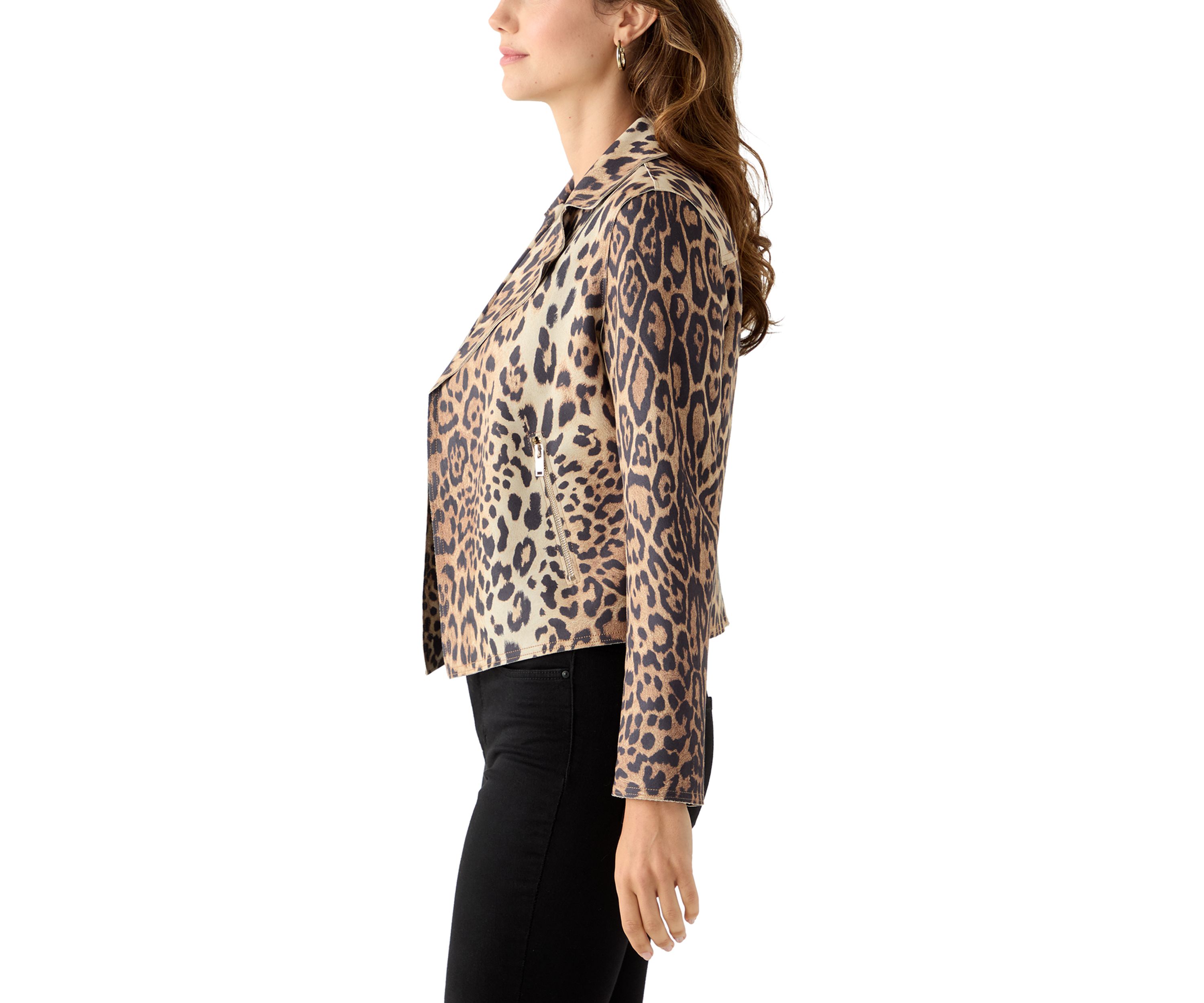 Womens Notch Collar Open Vegan Suede Jacket