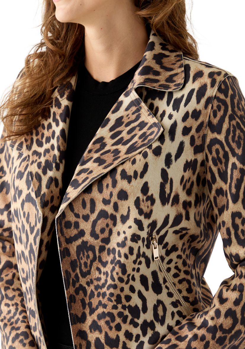 Womens Notch Collar Open Vegan Suede Jacket