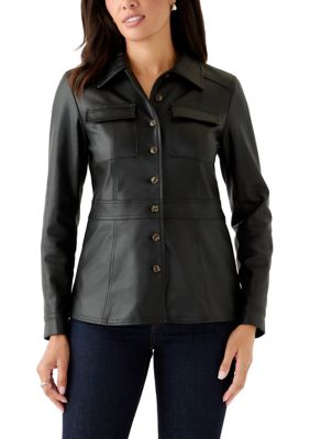 PHILOSOPHY BY REPUBLIC Women's Button Front Vegan Leather Jacket