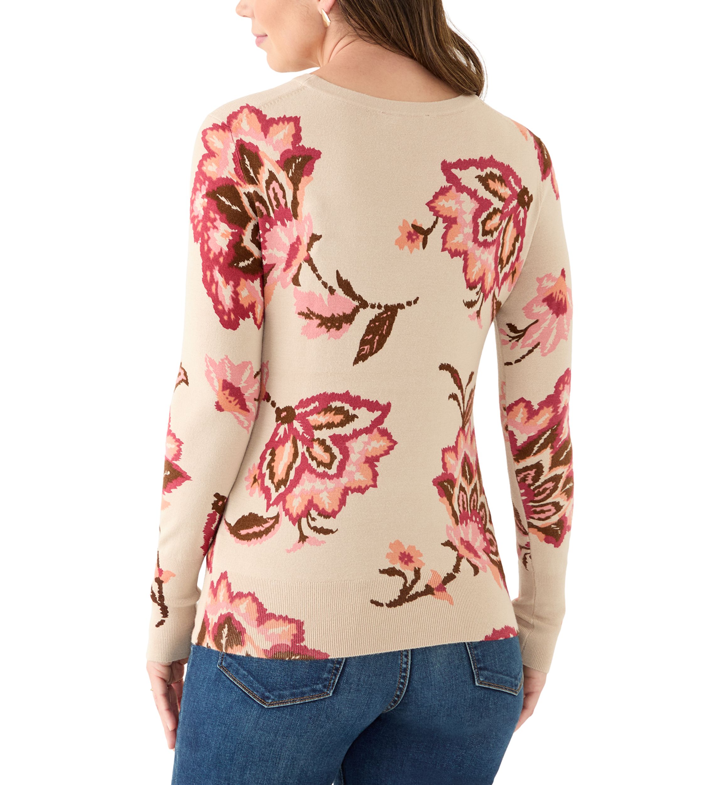 Womens Crewneck Printed Sweater