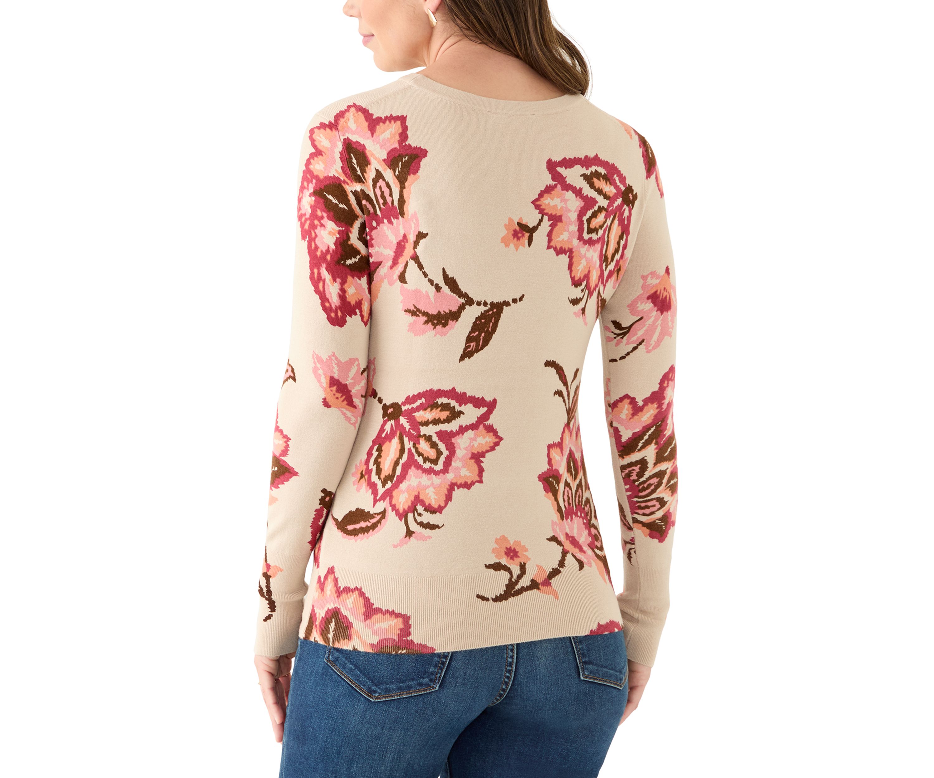 Womens Crewneck Printed Sweater
