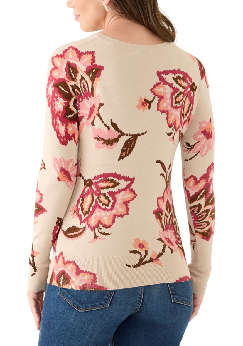 Womens Crewneck Printed Sweater