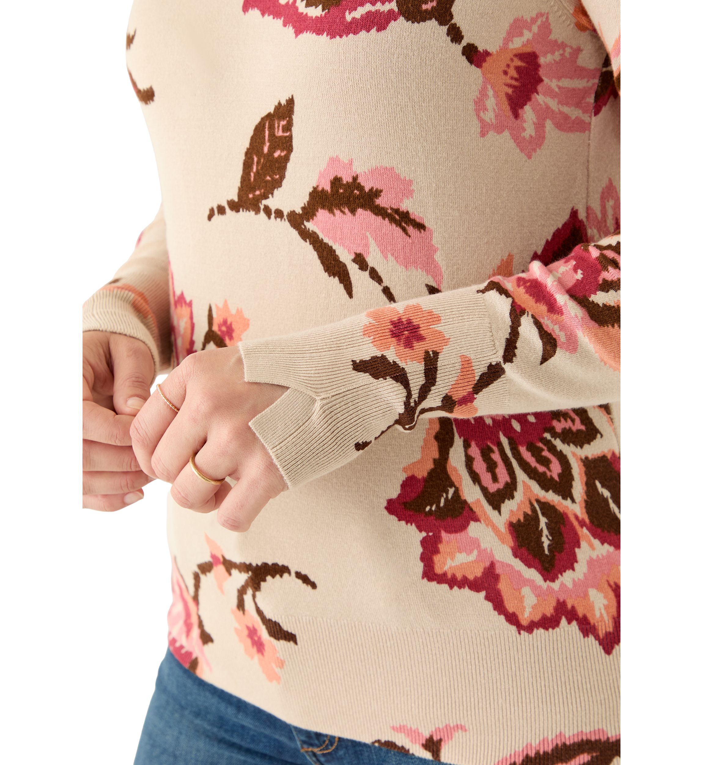 Womens Crewneck Printed Sweater