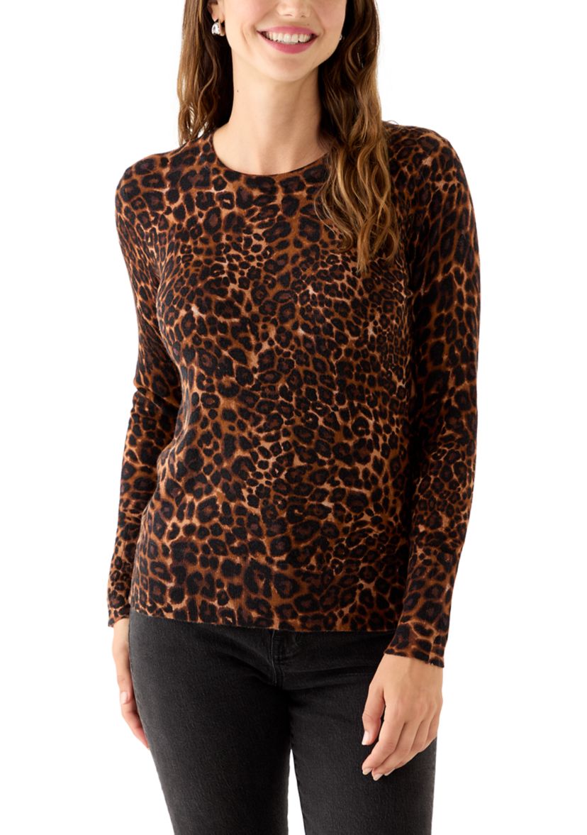Womens Crew Neck Printed Sweater