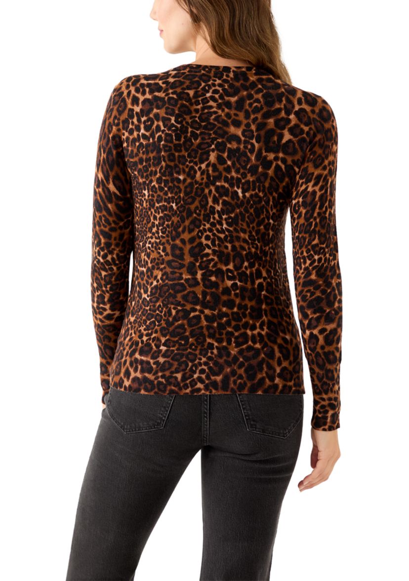 Womens Crew Neck Printed Sweater