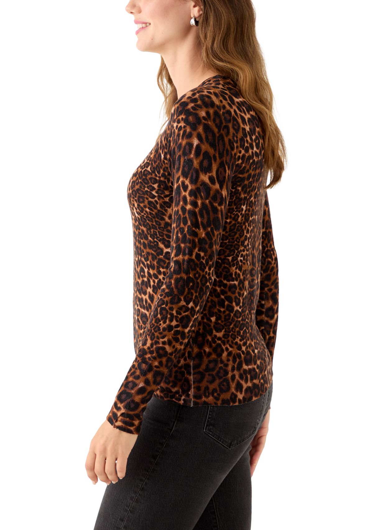 Womens Crew Neck Printed Sweater