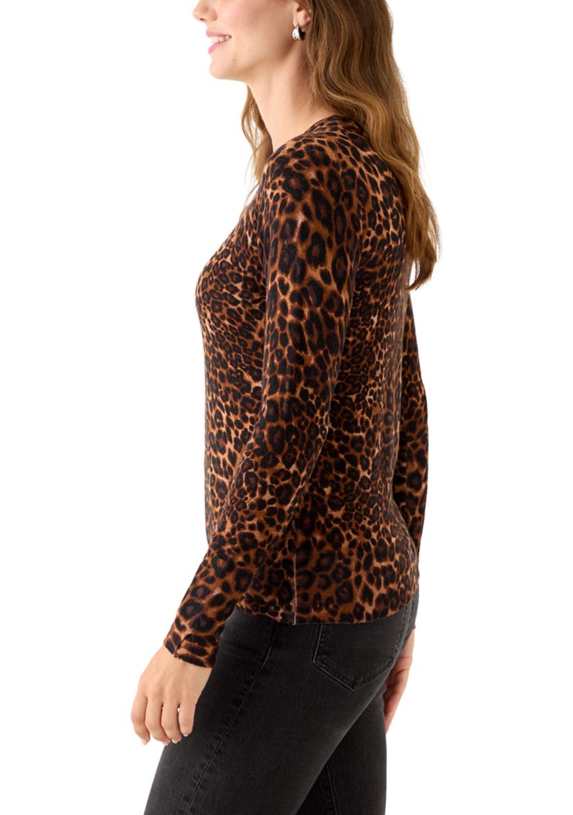 Womens Crew Neck Printed Sweater