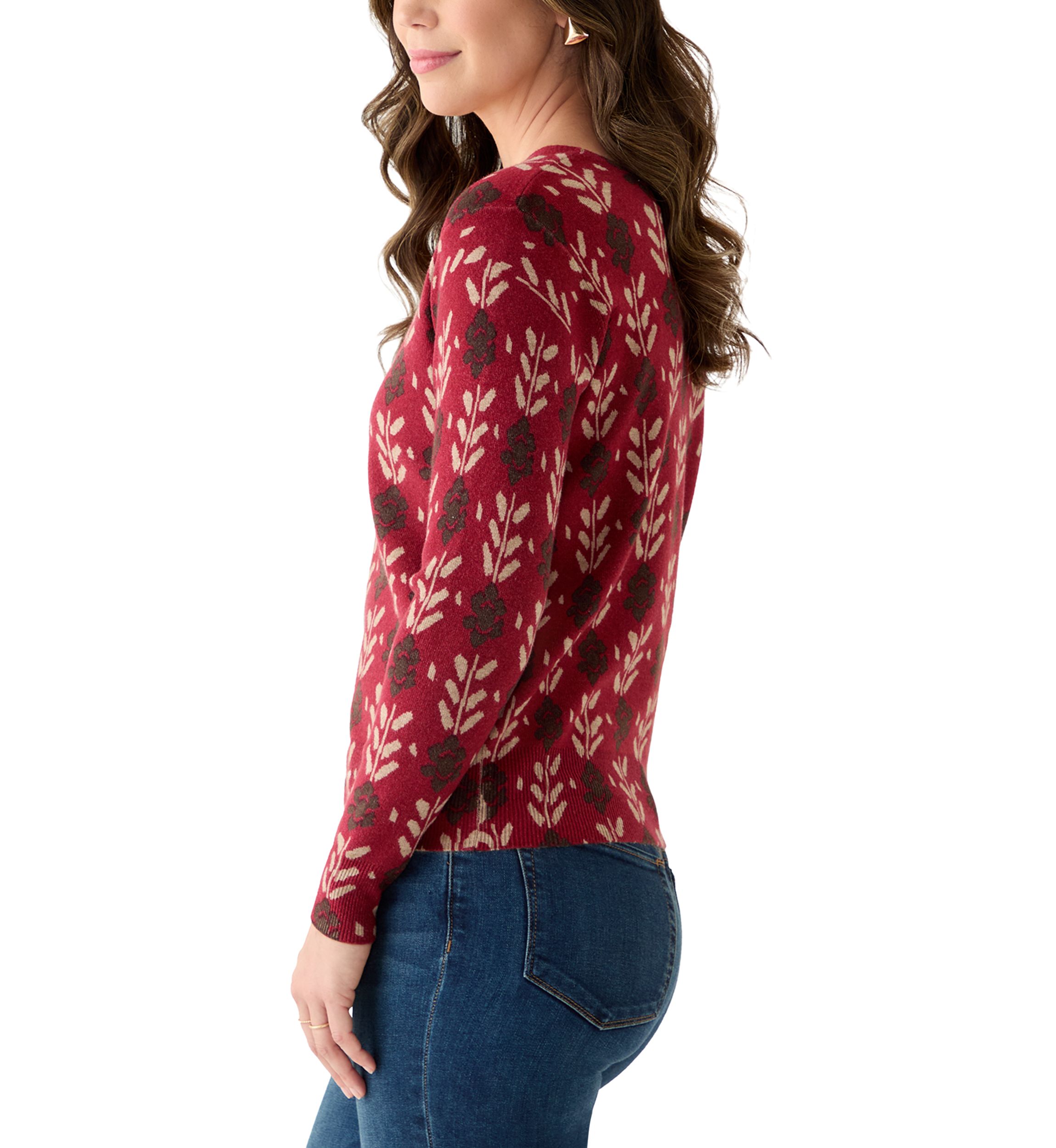 Womens V-Neck Printed Sweater