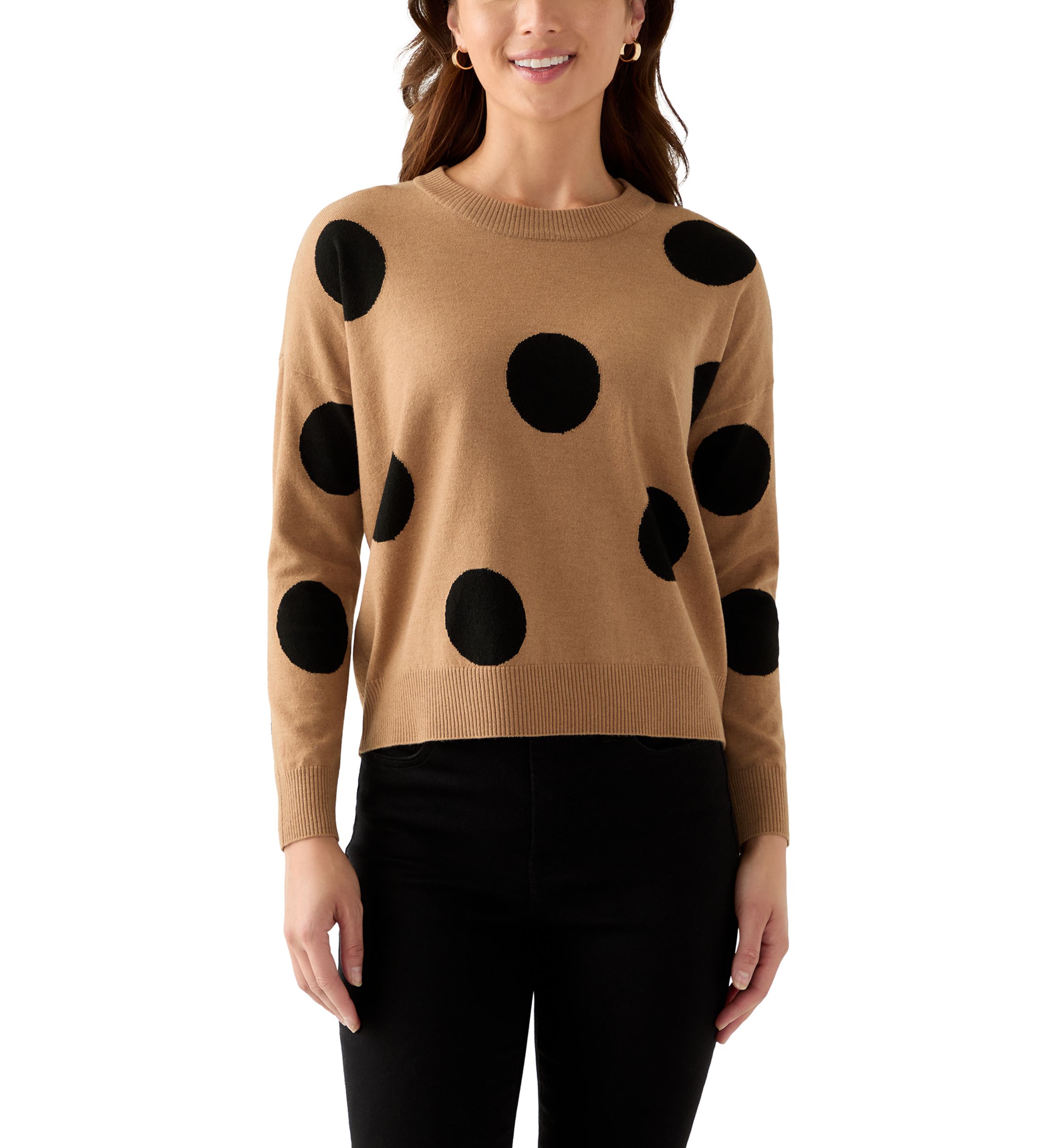 Petite Intarsia Pullover with Polka Dots