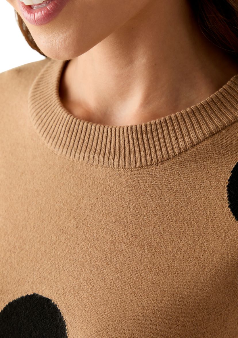 Petite Intarsia Pullover with Polka Dots
