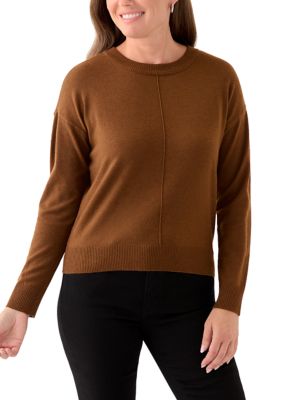 PHILOSOPHY BY REPUBLIC Women's Petite Crew Neck Pullover with Center Seam