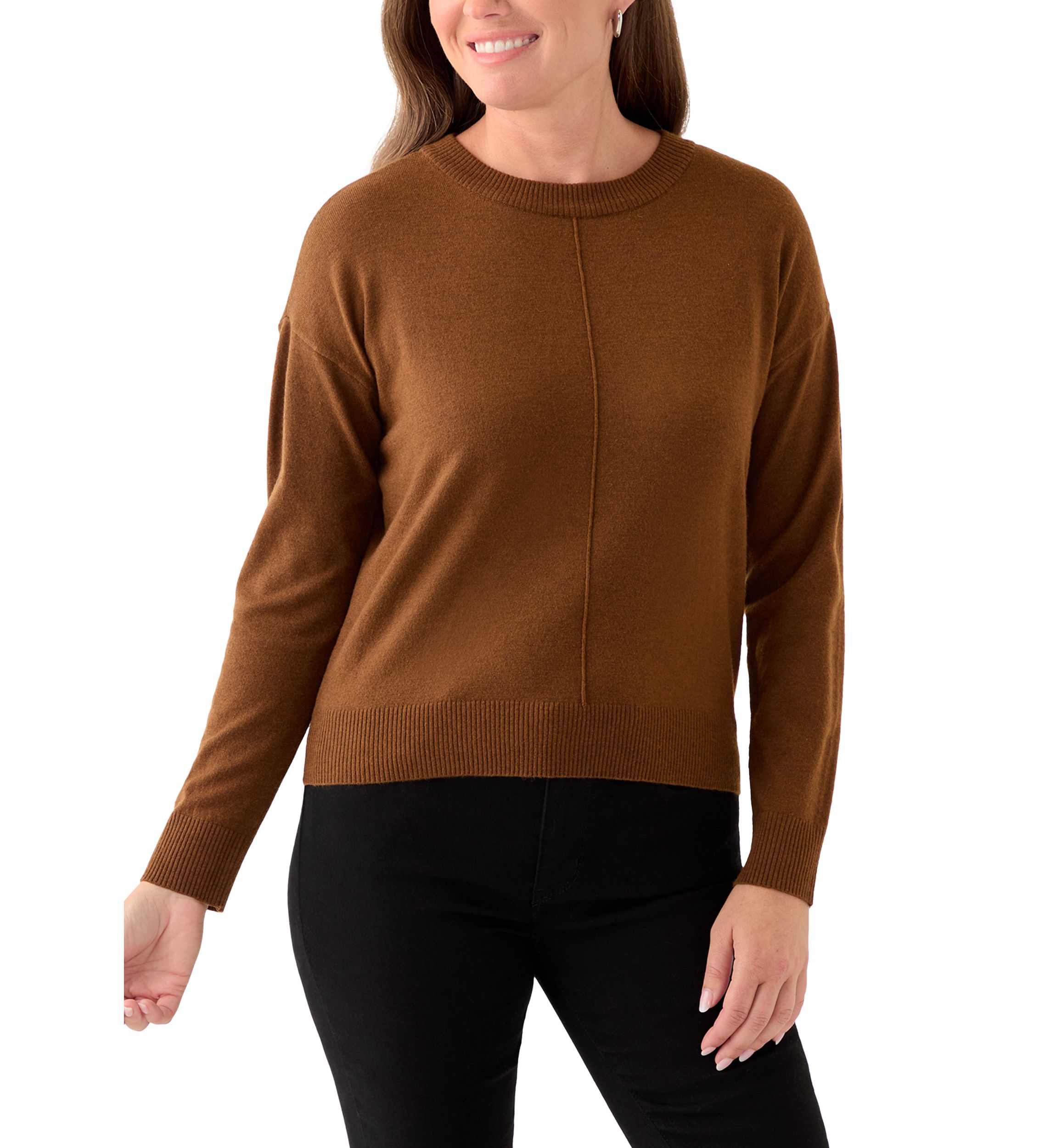 Petite Crew Neck Pullover with Center Seam