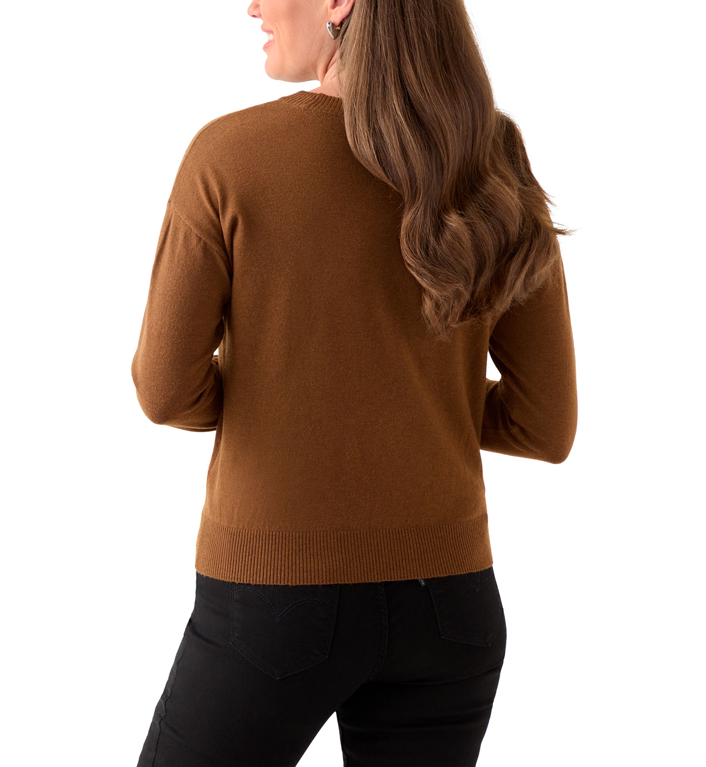 Petite Crew Neck Pullover with Center Seam