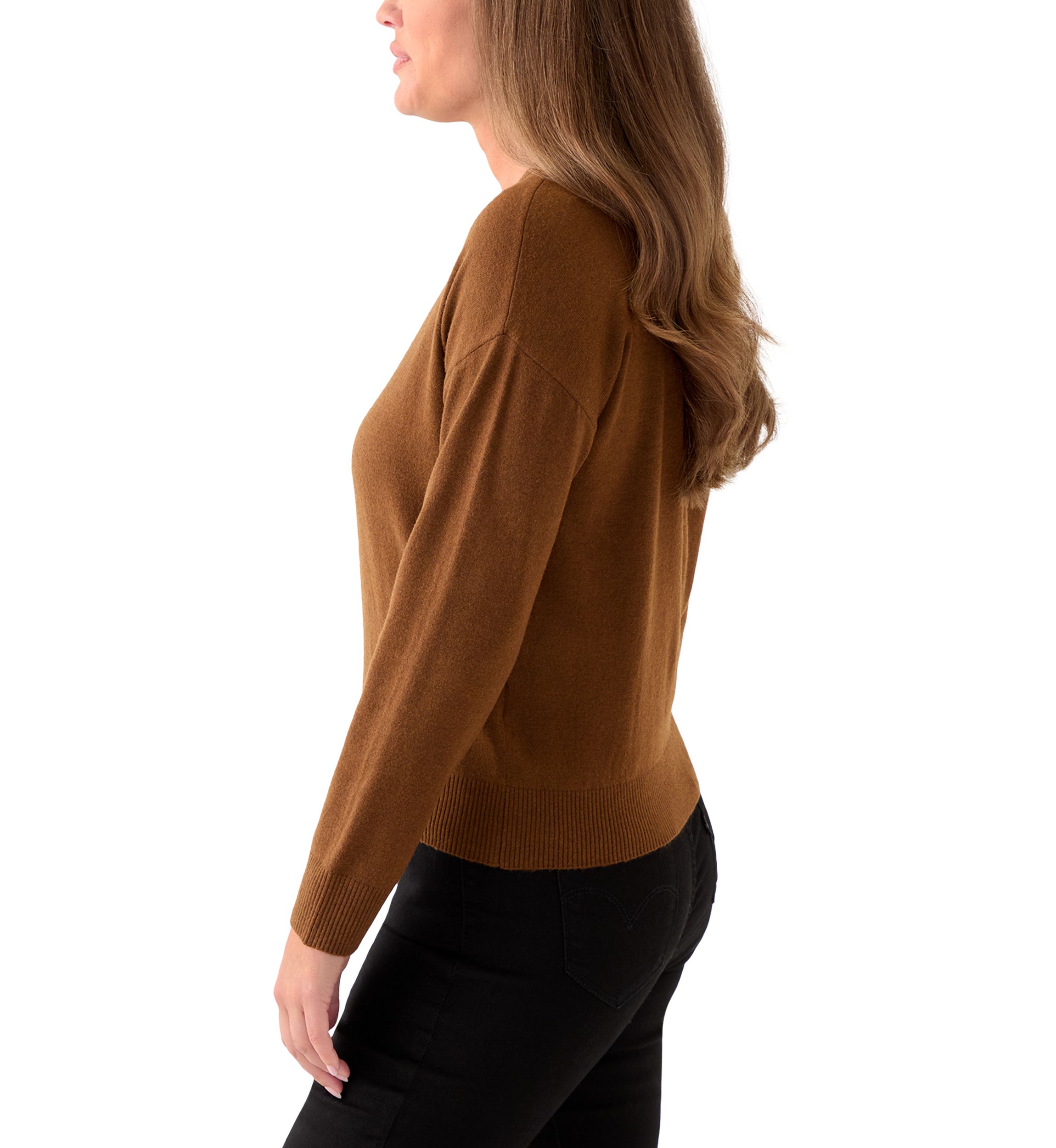 Petite Crew Neck Pullover with Center Seam