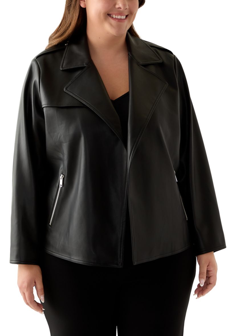 Plus Size Faux Leather Moto Jacket