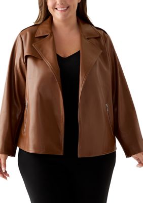 PHILOSOPHY BY REPUBLIC Women's Plus Size Faux Leather Moto Jacket
