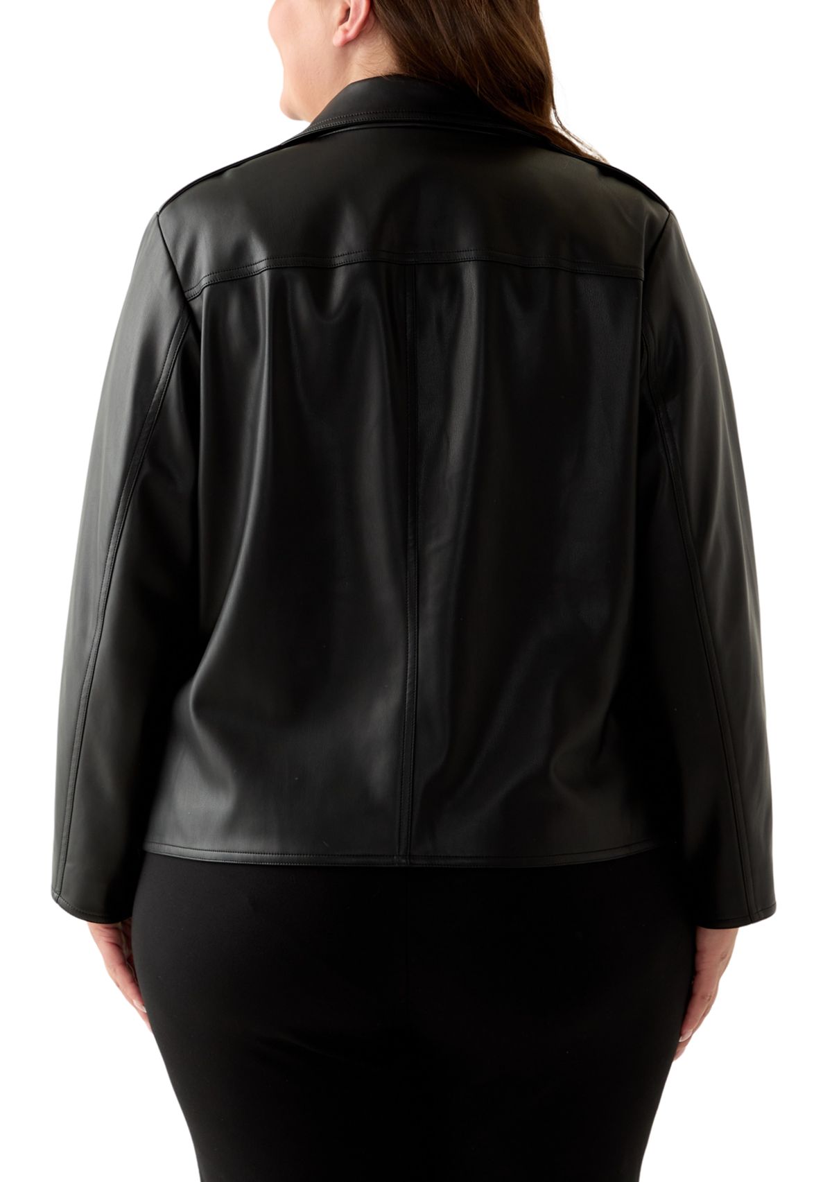 Plus Size Faux Leather Moto Jacket