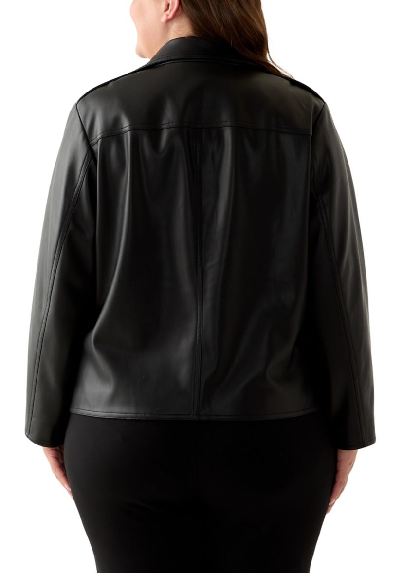 Plus Size Faux Leather Moto Jacket