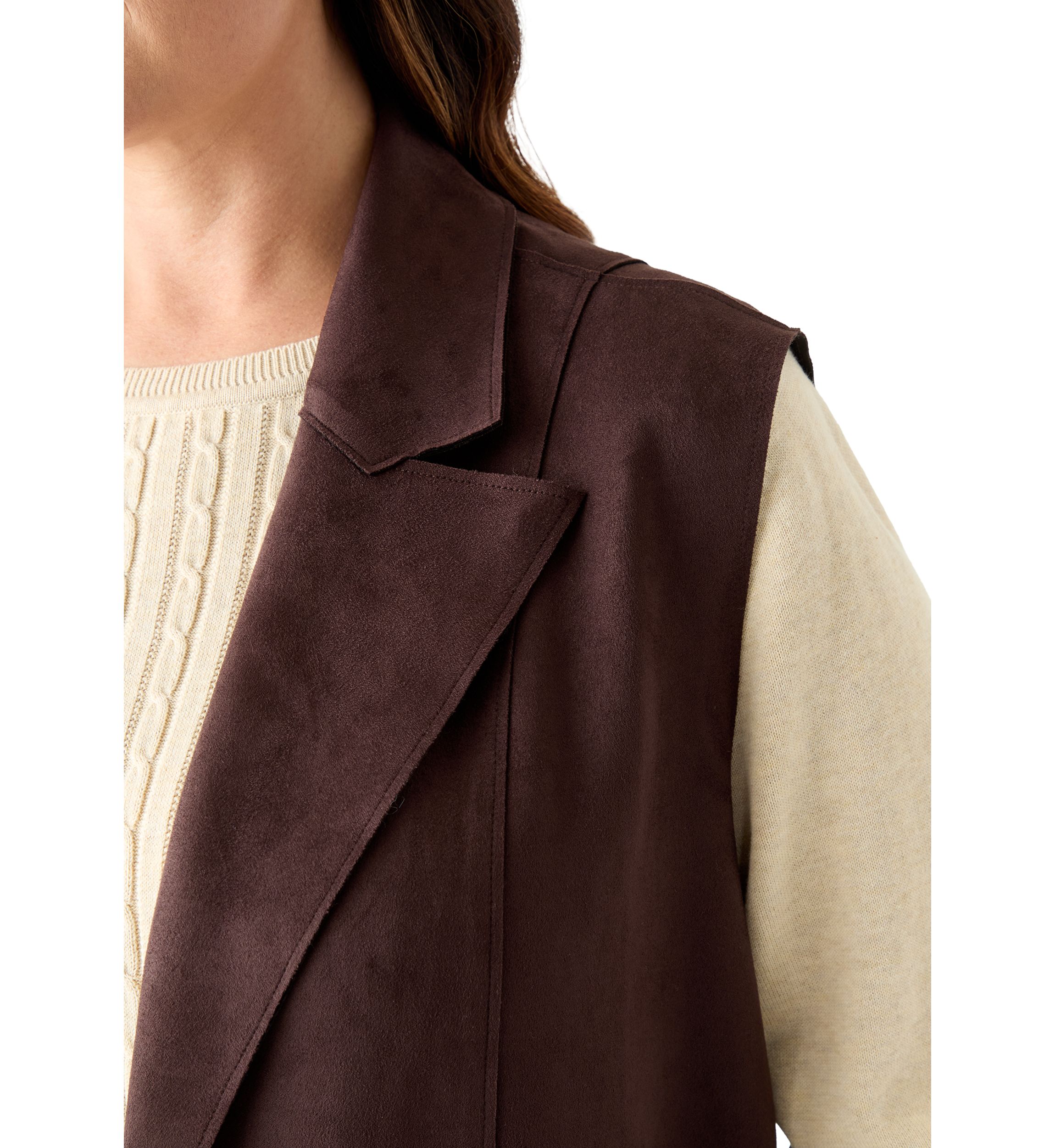 Plus Size Faux Suede Long Vest