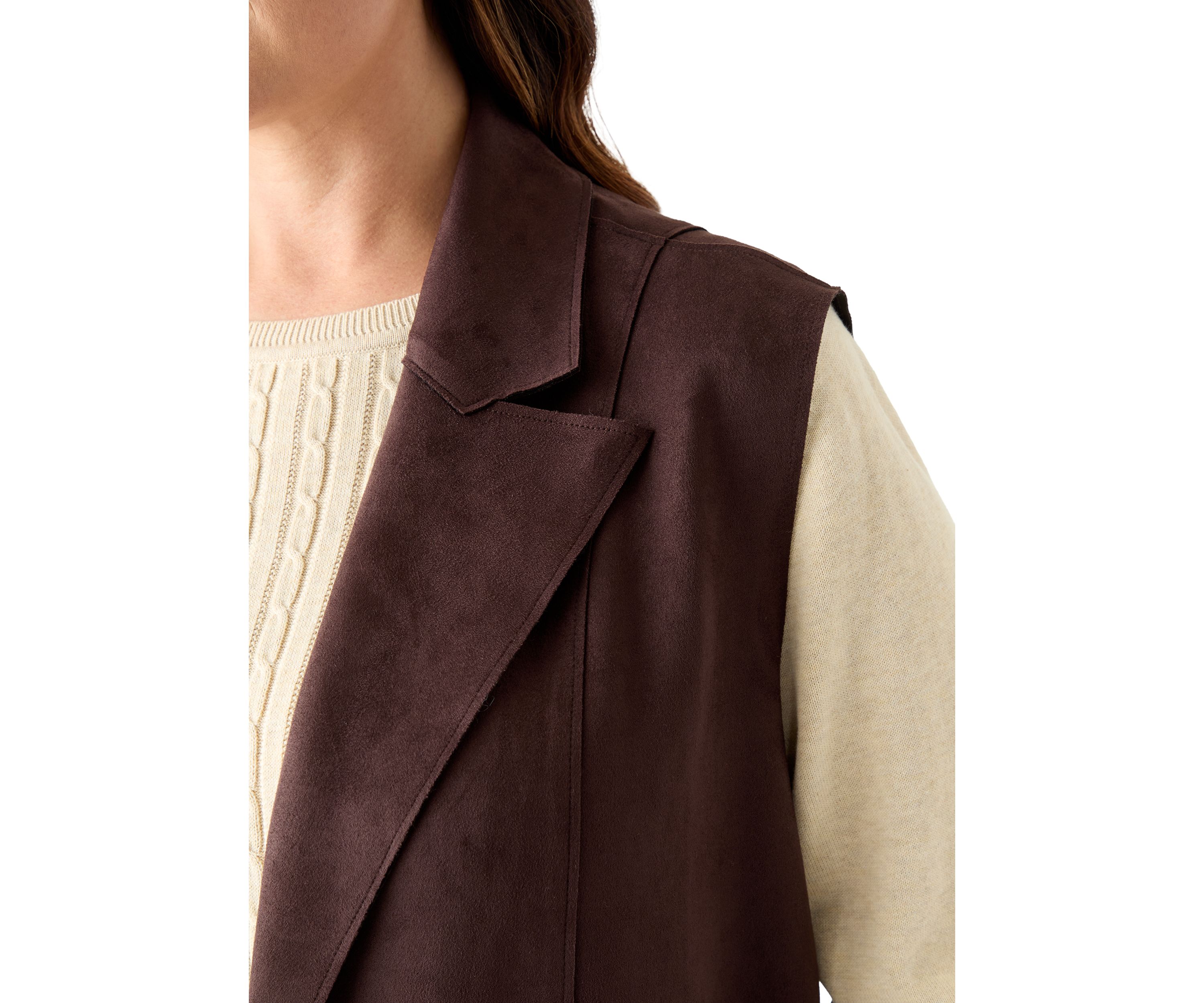 Plus Size Faux Suede Long Vest
