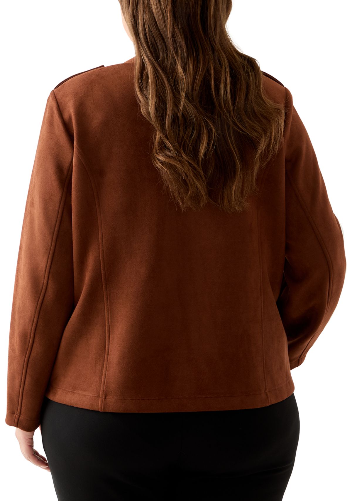 Plus Size Faux Suede Band Jacket