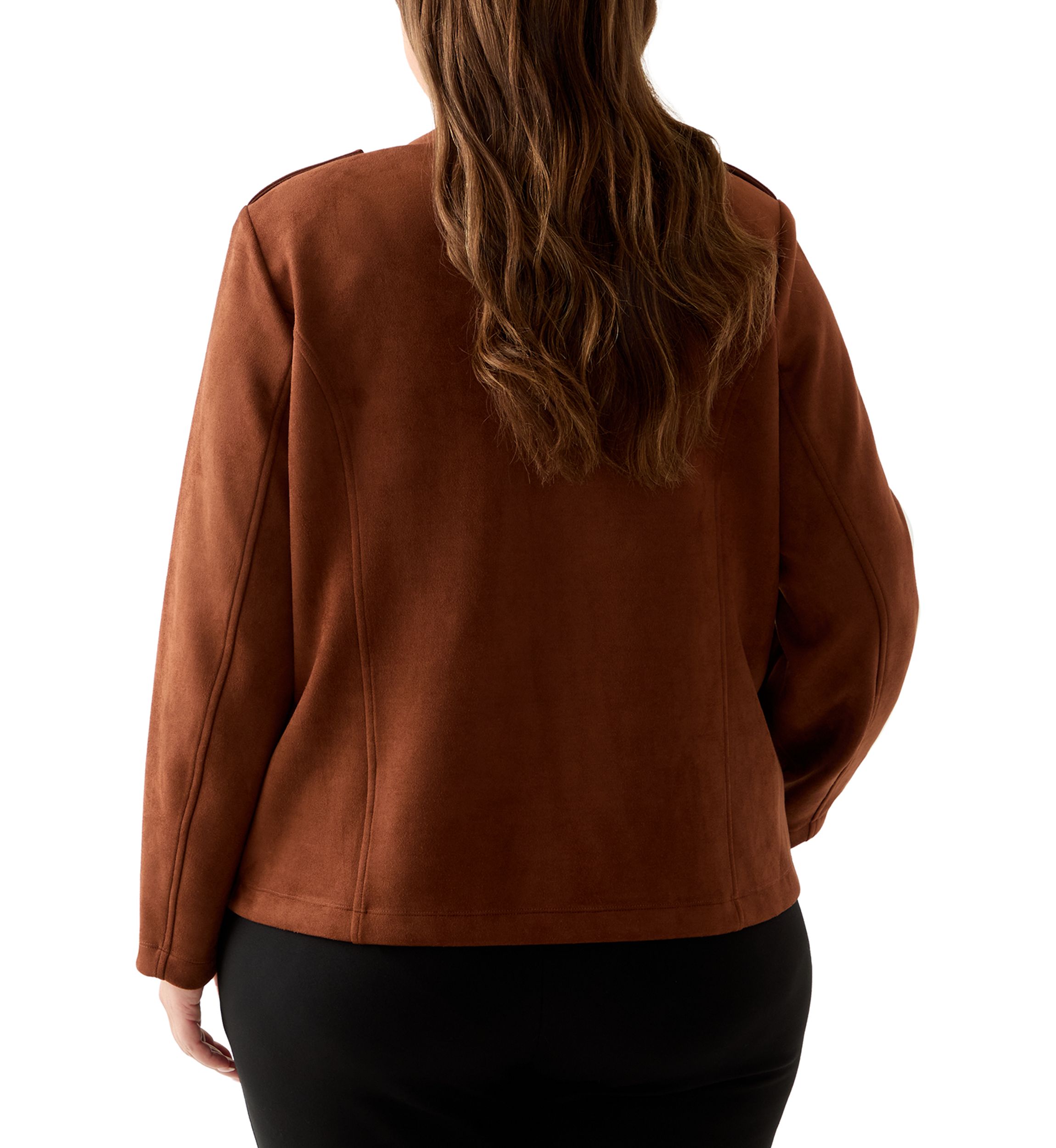 Plus Size Faux Suede Band Jacket