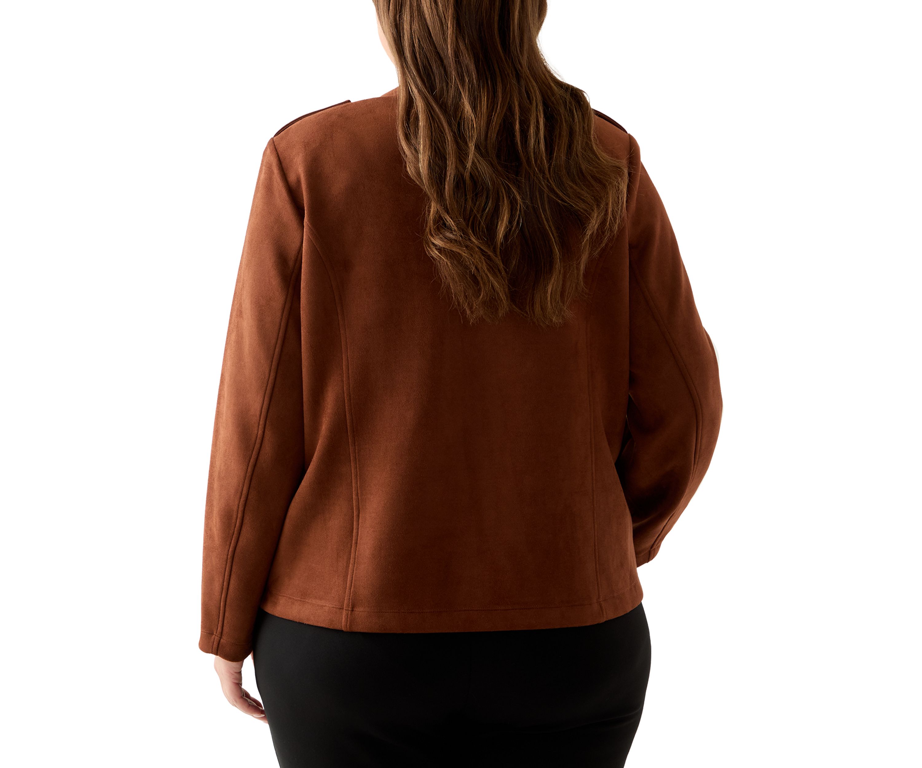 Plus Size Faux Suede Band Jacket