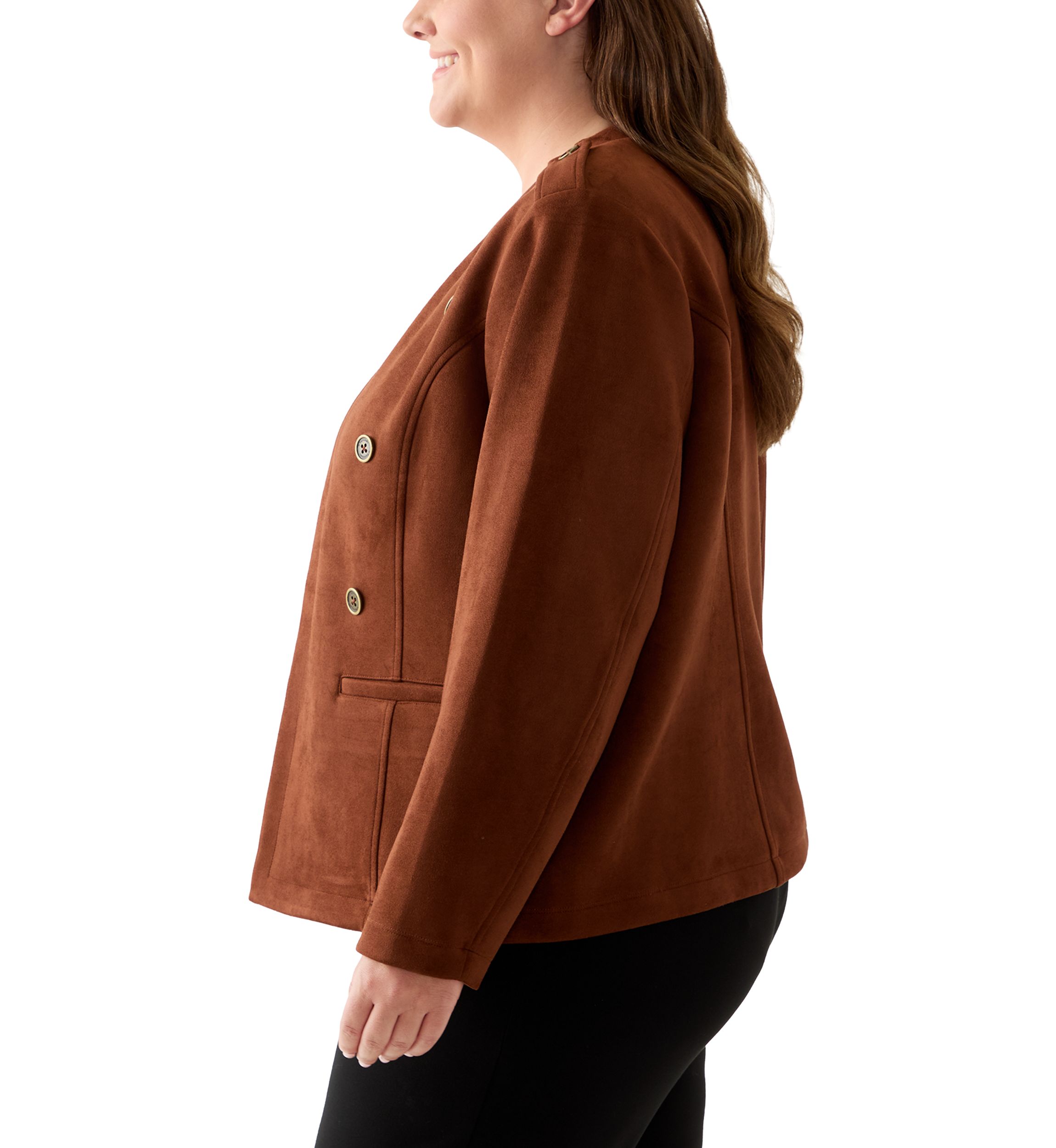 Plus Size Faux Suede Band Jacket