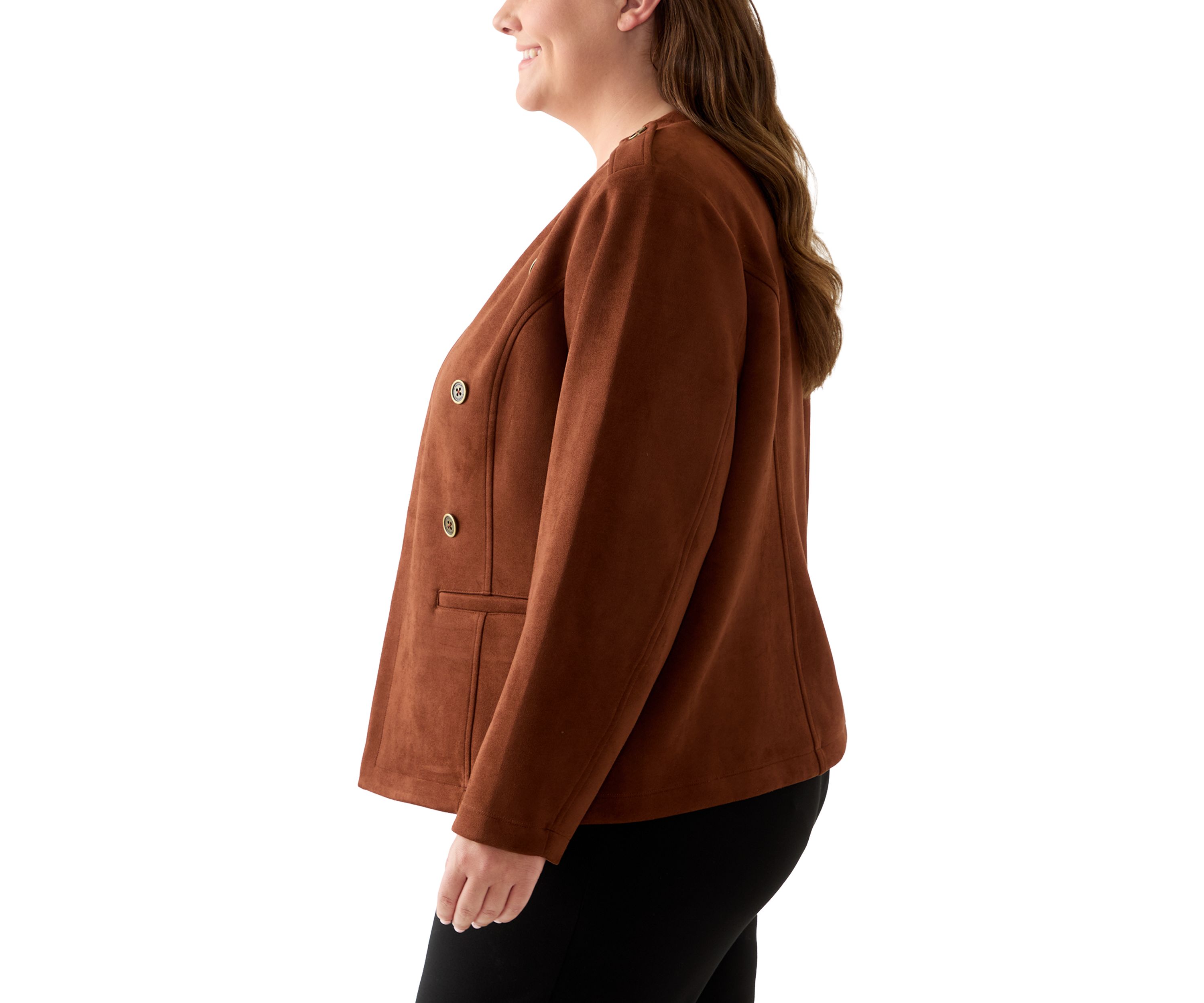 Plus Size Faux Suede Band Jacket
