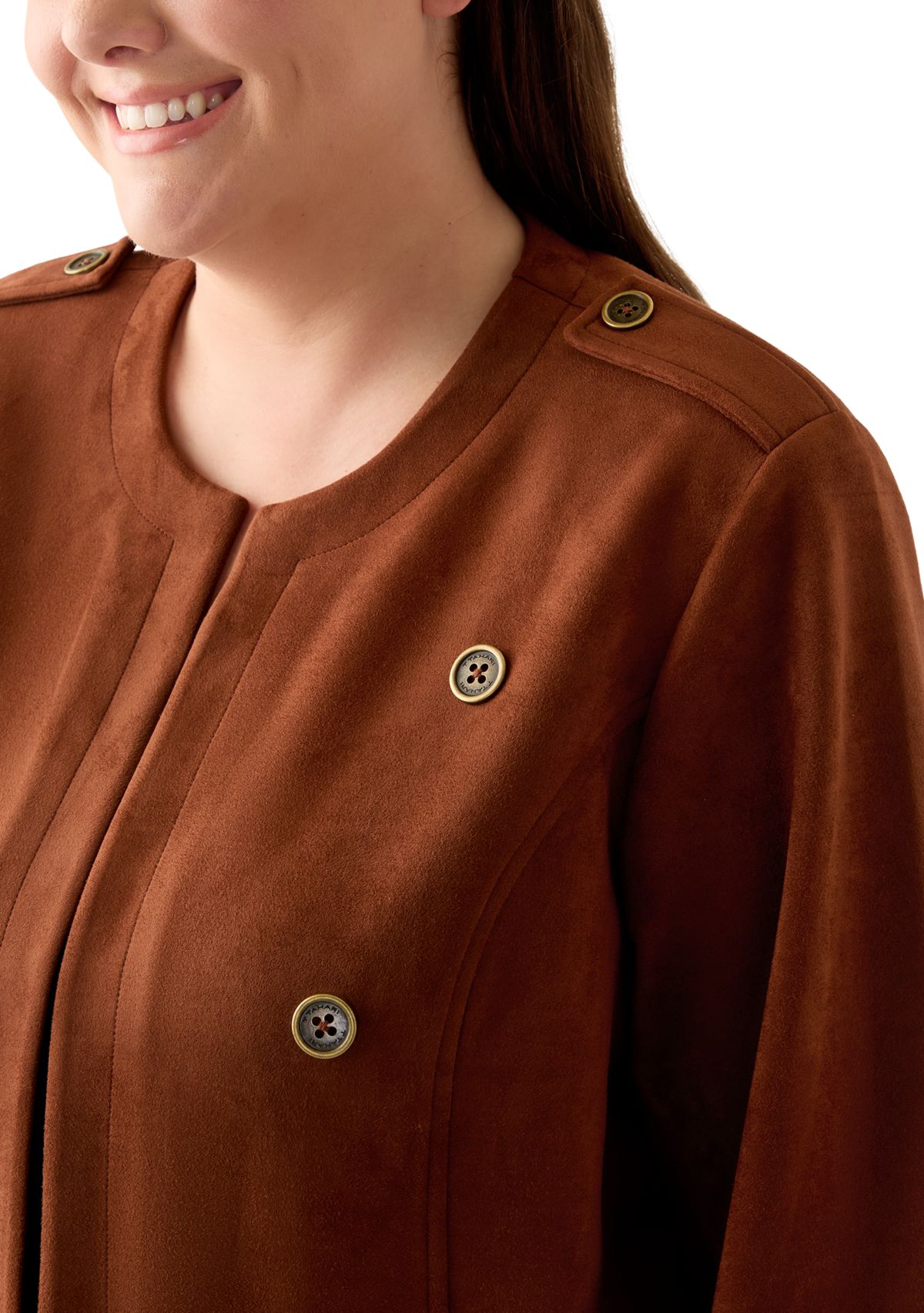 Plus Size Faux Suede Band Jacket