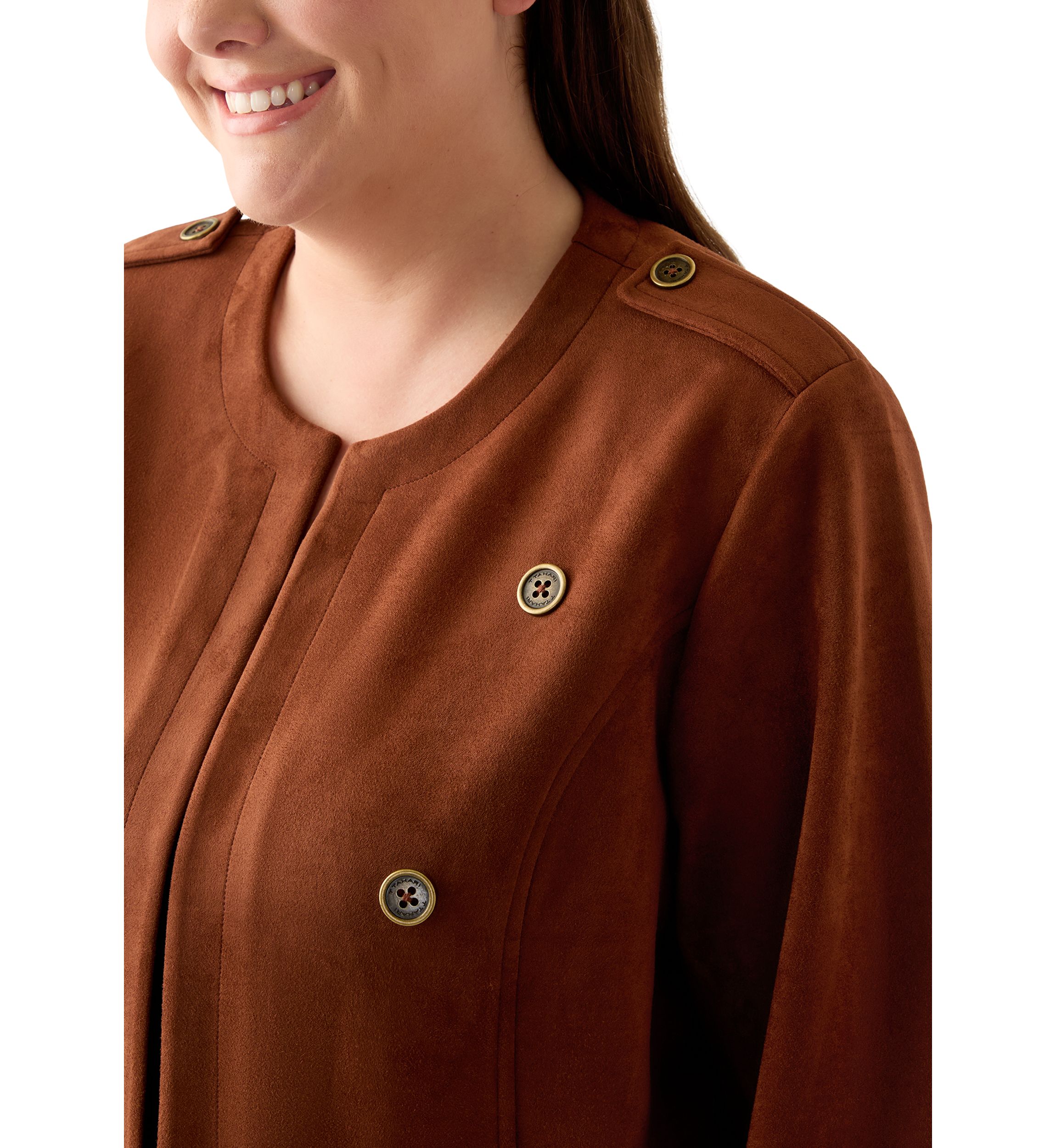 Plus Size Faux Suede Band Jacket