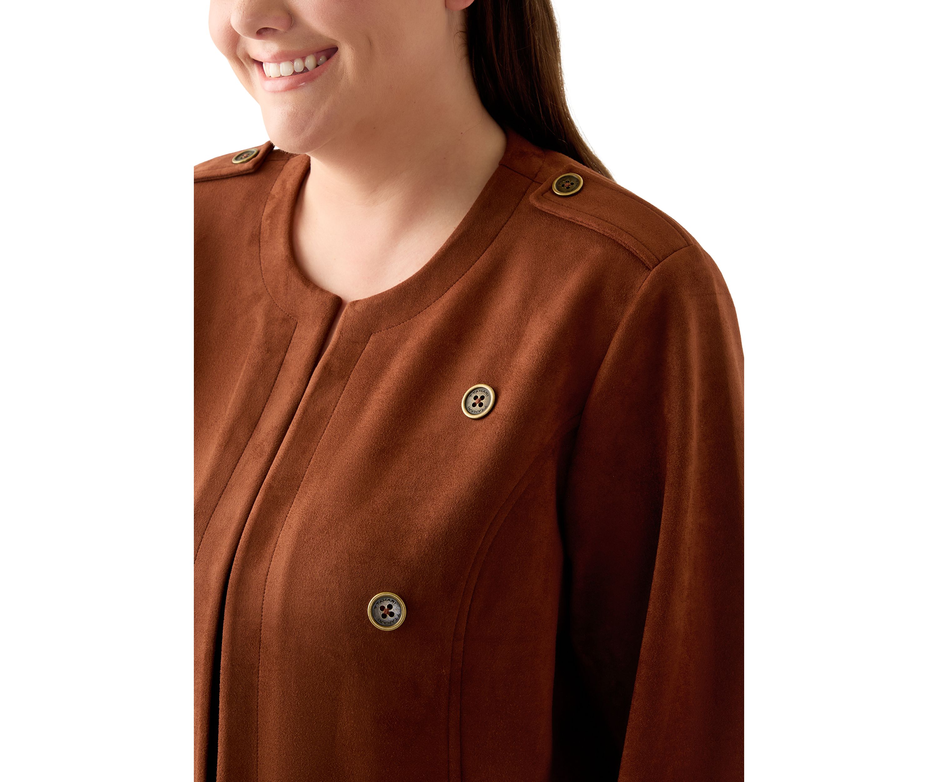 Plus Size Faux Suede Band Jacket
