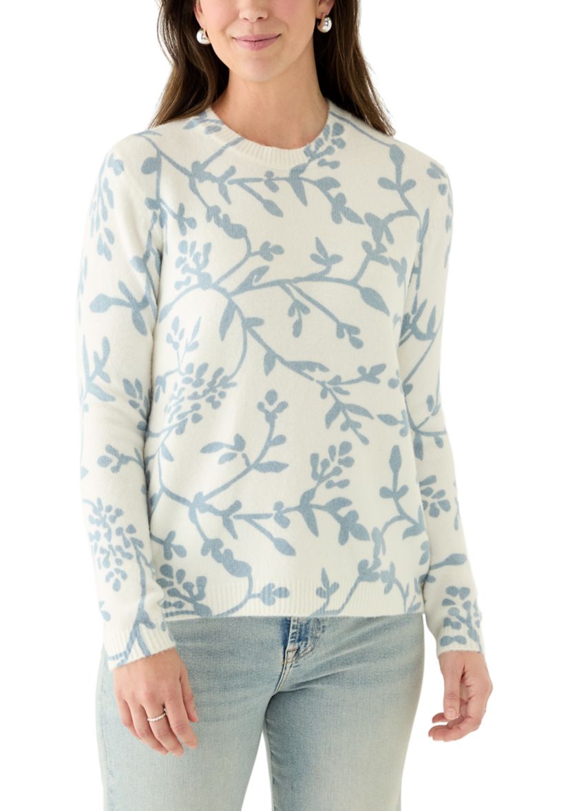 Womens Crew Neck Printed Sweater