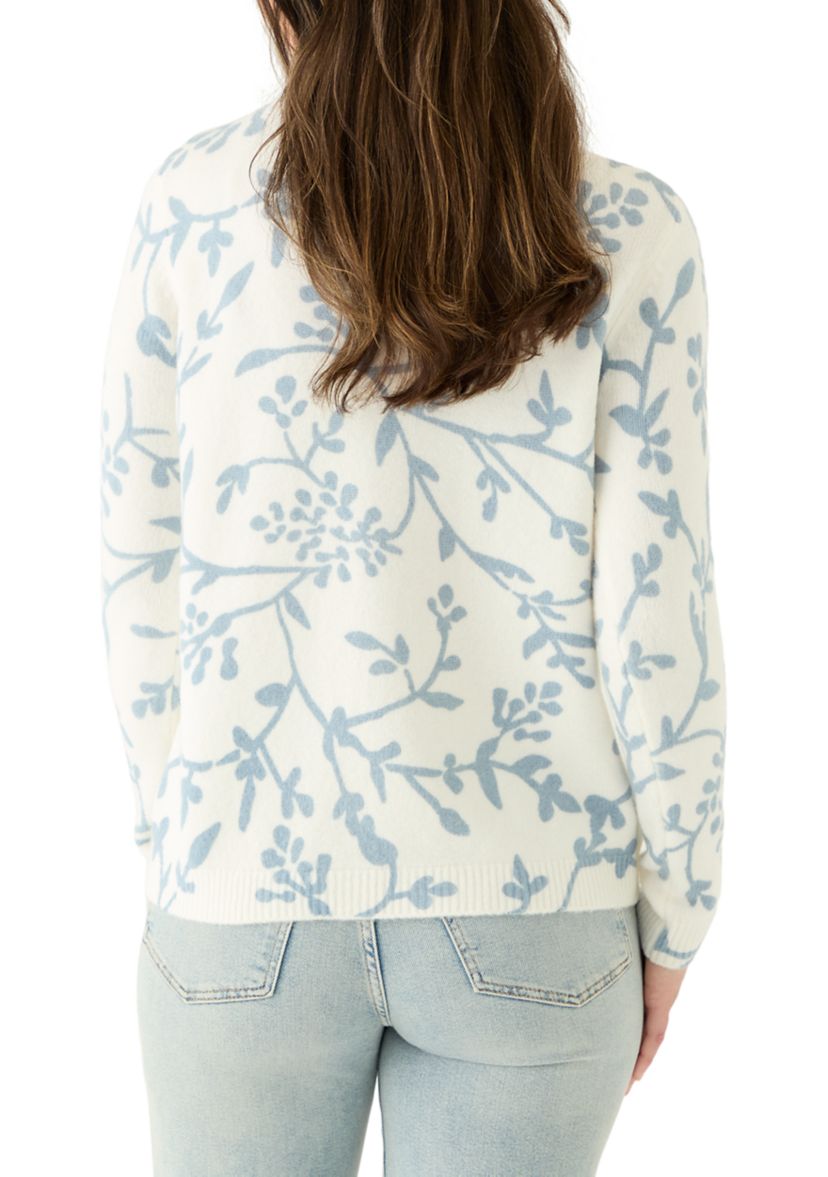 Womens Crew Neck Printed Sweater