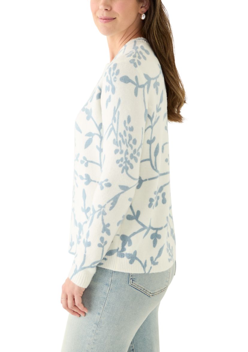Womens Crew Neck Printed Sweater