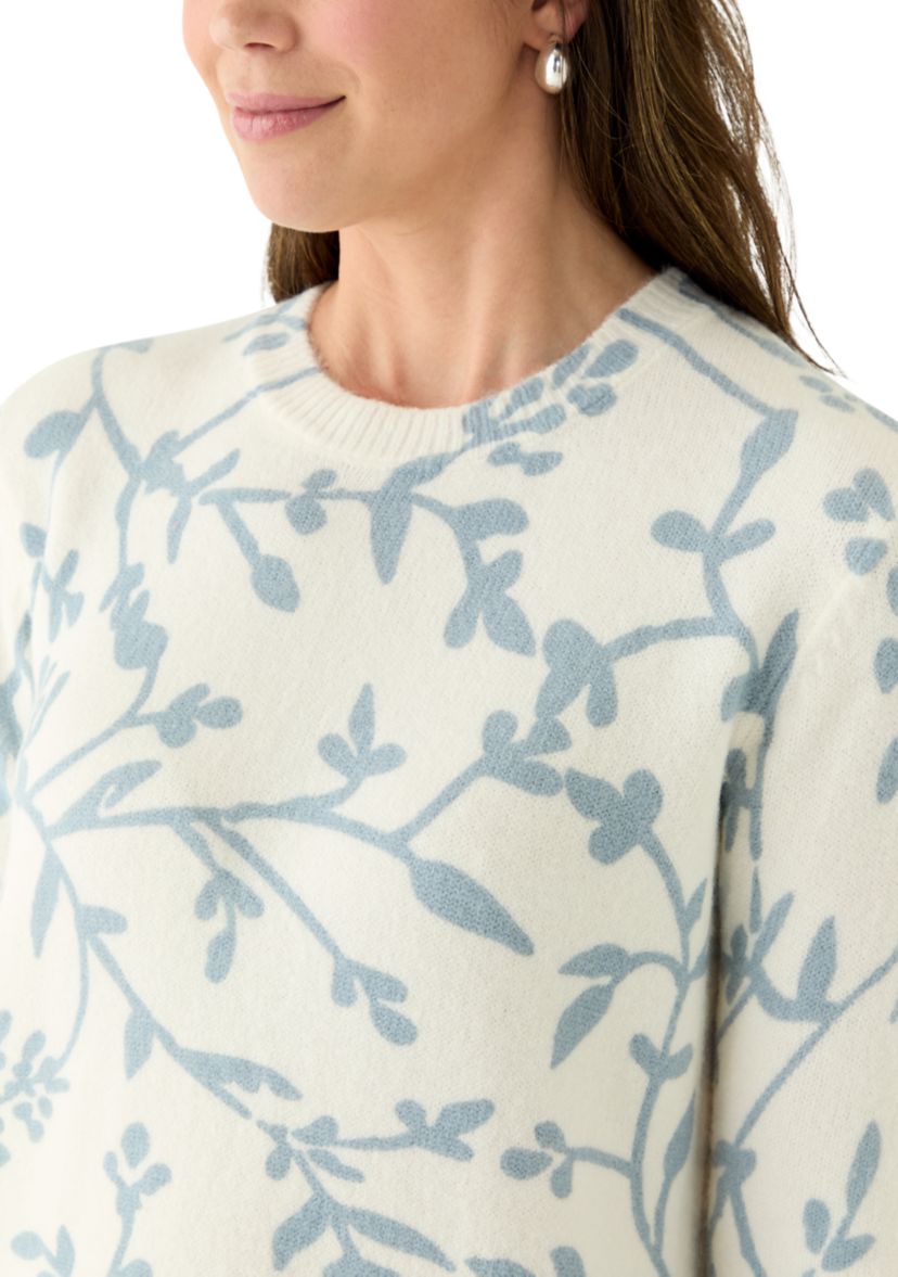 Womens Crew Neck Printed Sweater