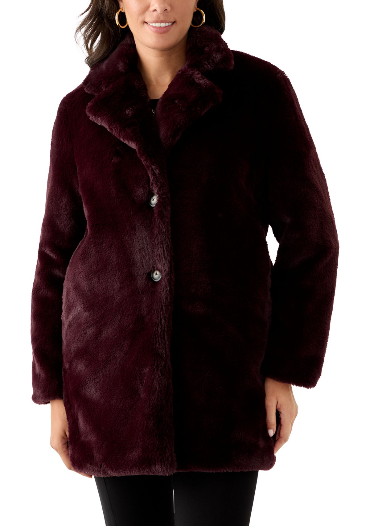 Womens 2 Button Fur Jacket 