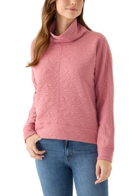 PHILOSOPHY BY REPUBLIC Women's Long Sleeve Quilted Pullover Sweater, Dusty Rose, Large